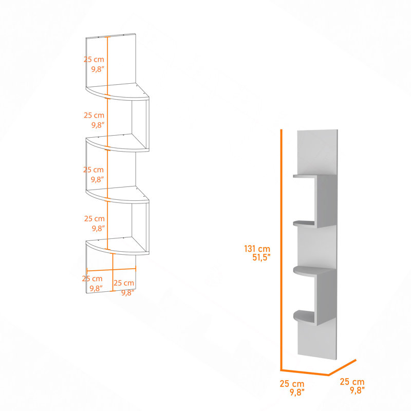 Corner Wall Shelves, 4-Tier Floating Shelves For Stylish Storage, Space-Saving Design Fits Any Room, Modern & Sturdy, White