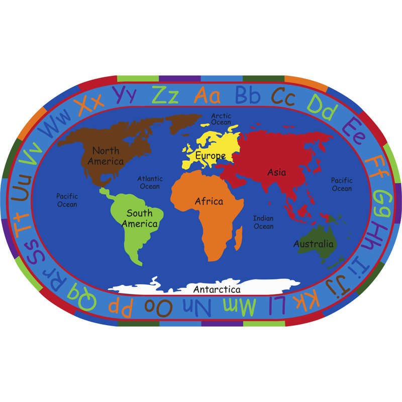 Tapis ovale KidCarpet.com « Le tour du monde », 229 x 366 cm, 7 pi 6 po x 12 pi