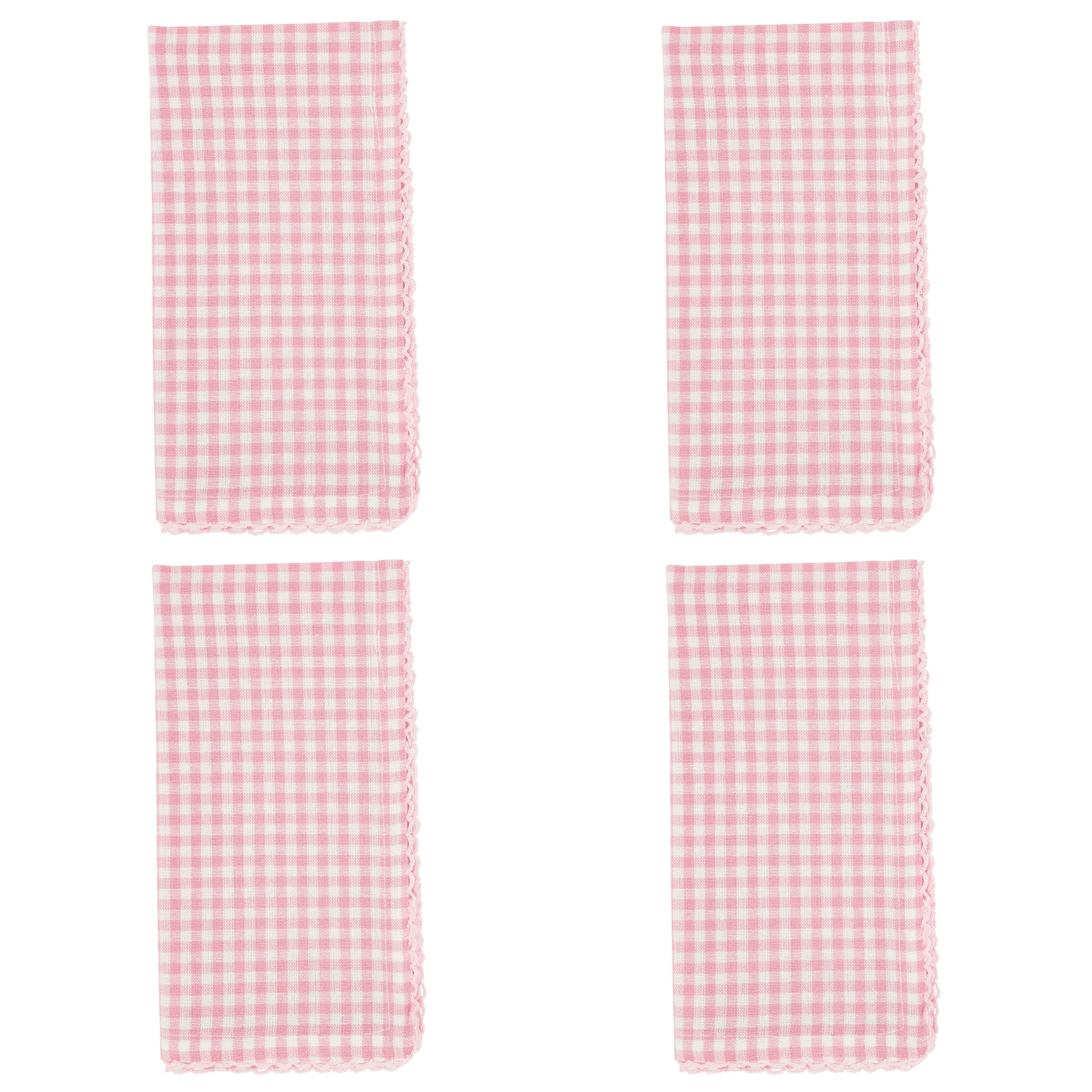 Anij 4 Piece 100% Cotton Napkin Set, Pink