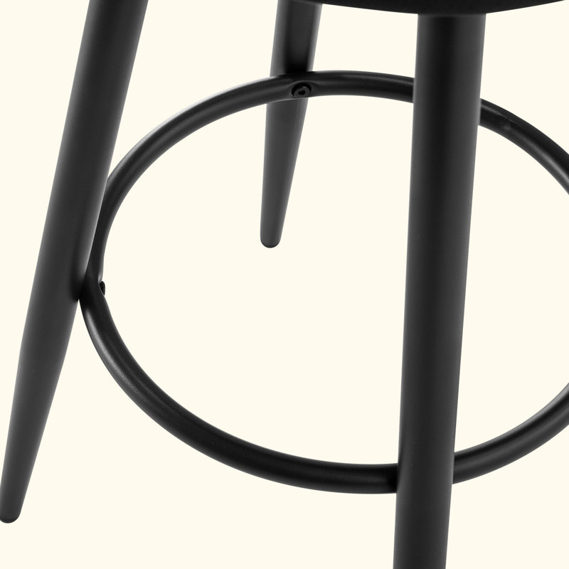 Aaser Upholstered Counter Stool with Metal Frame, Black