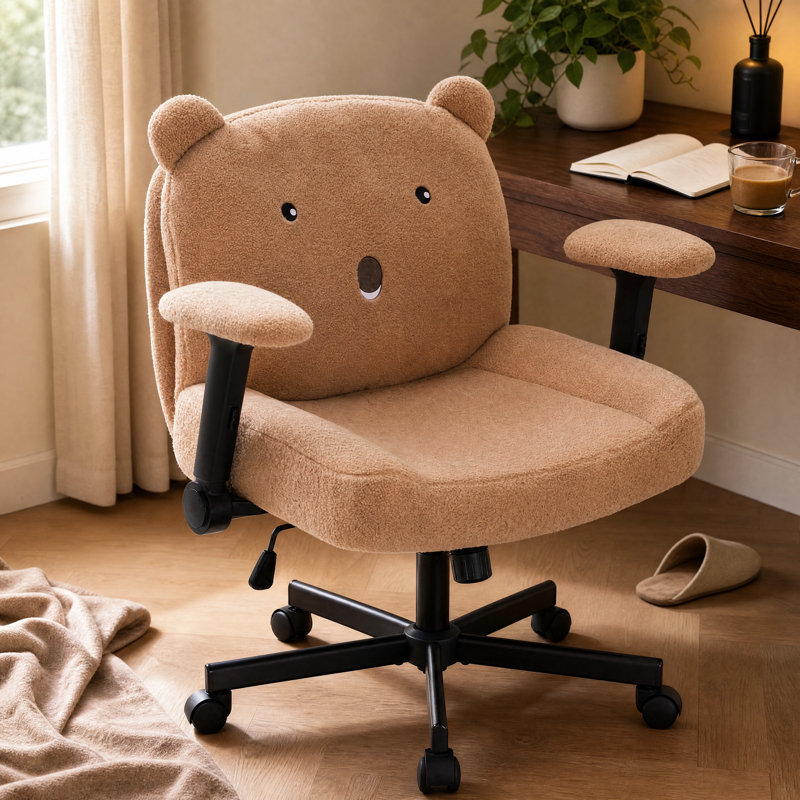 Modern  Ergonomic Home Office Chair With Adjustable Armrest And Smooth Wheels, Khaki