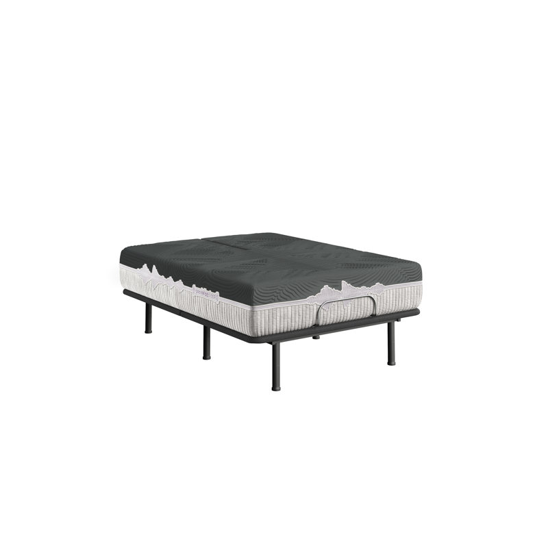 GVS Calm 11.5'' Medium Charcoal Infused Hybrid Mattress and Adjustable Base, Split Head King