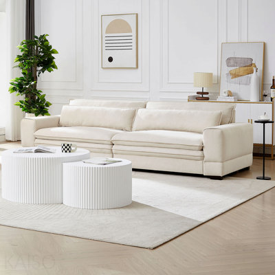 Canapé Mid-Century moderne rembourré beige