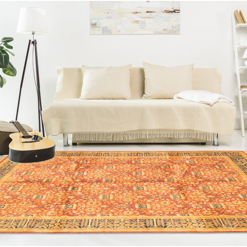 One-of-a-Kind Rectangle 6' X 8'9" New Age Wool Area Rug in Cream/Dark Copper/Dark Navy