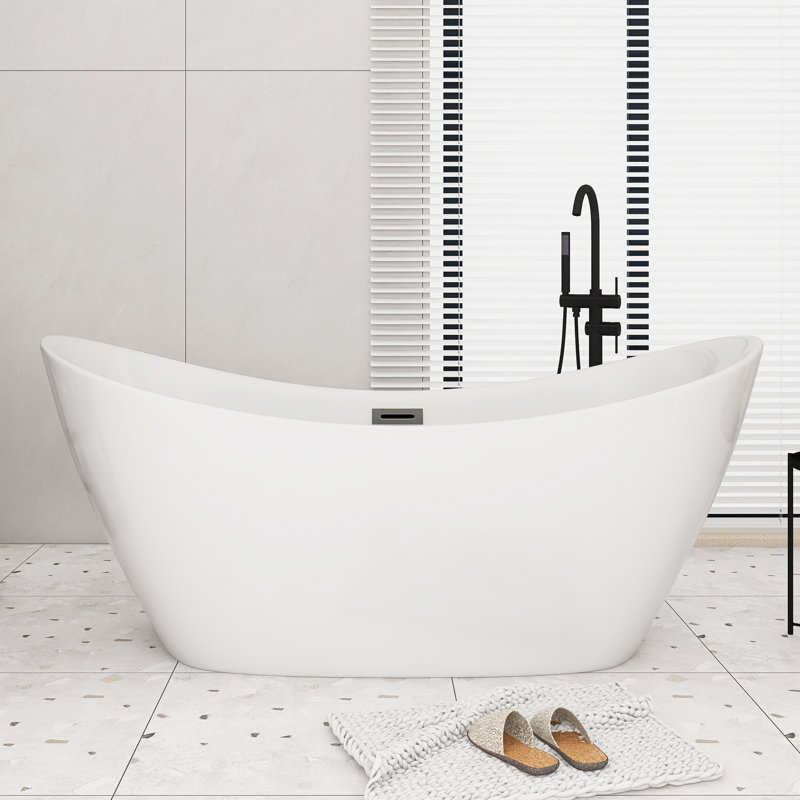 Baignoire de trempage autoportante en acrylique lustré 67 po x 31 po