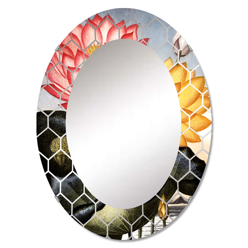 Fleurs rétro II - miroir mural traditionnel, 30 po x 20 po