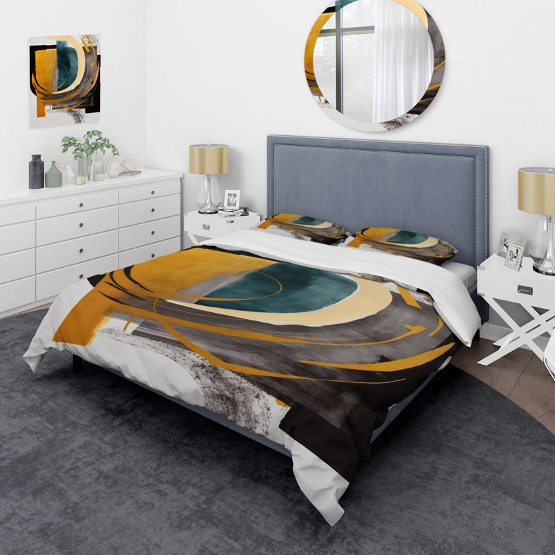 Modern Green Art Deco IV - Ensemble de housse de couette transitionnelle moderne - Polyester en microfibre