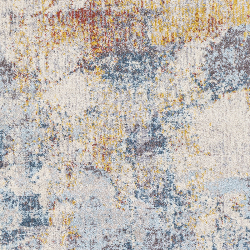 Barcus Abstract Blue/Saffron Area Rug, Rectangle 7'10" x 10'3"