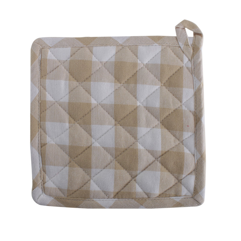 Laurel Foundry Modern Farmhouse® Gingham Potholder & Oven Mitt Set, Beige/White