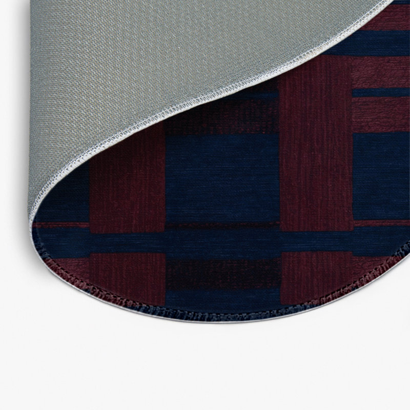 Tapis d'intérieur et d'extérieur à carreaux bleu, Rond 5 pi