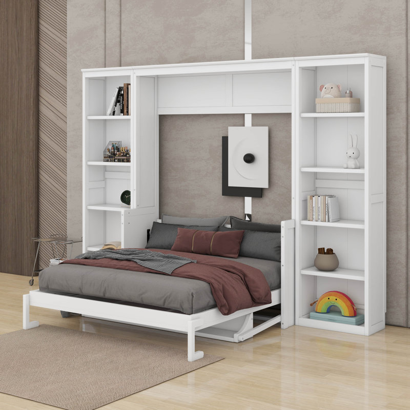 Murphy Bed With Desk And Bookshelf, Queen