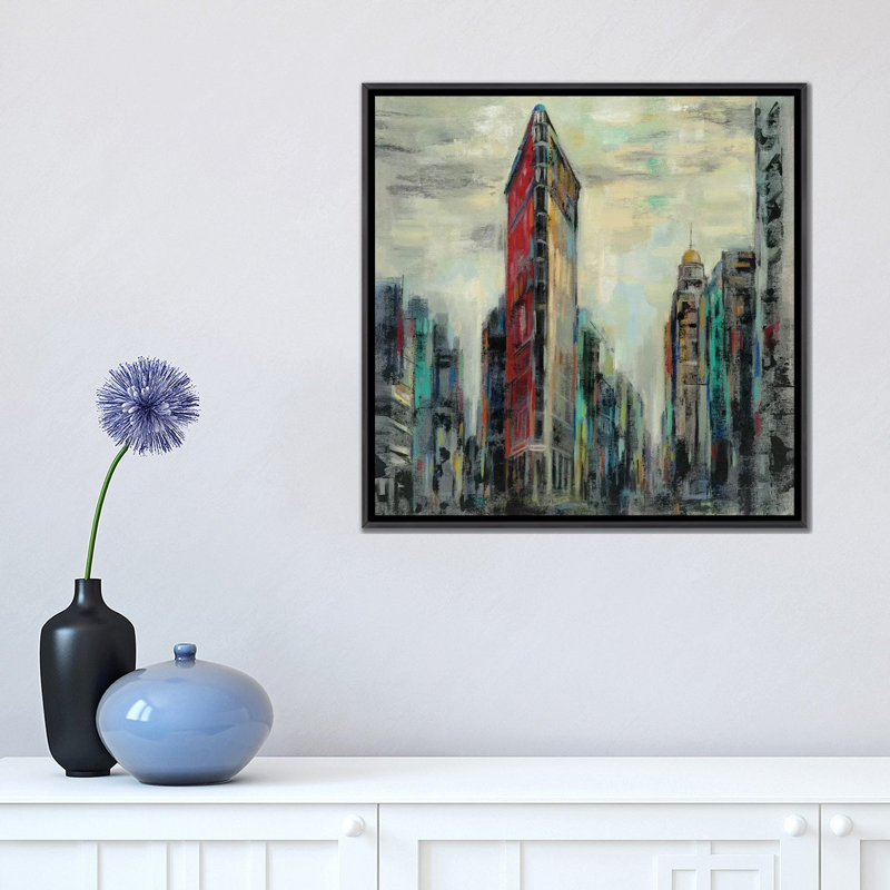 «Manhattan Flatiron Building» par Silvia Vassileva - reproduction d'art, H 18 po x l 18 po x 1,5 po, Pas de tapis