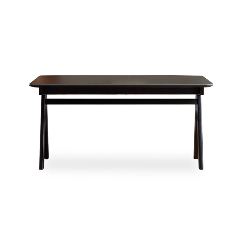 Table de salle à manger rectangulaire en bois massif avec pierre frittée de style rétro français