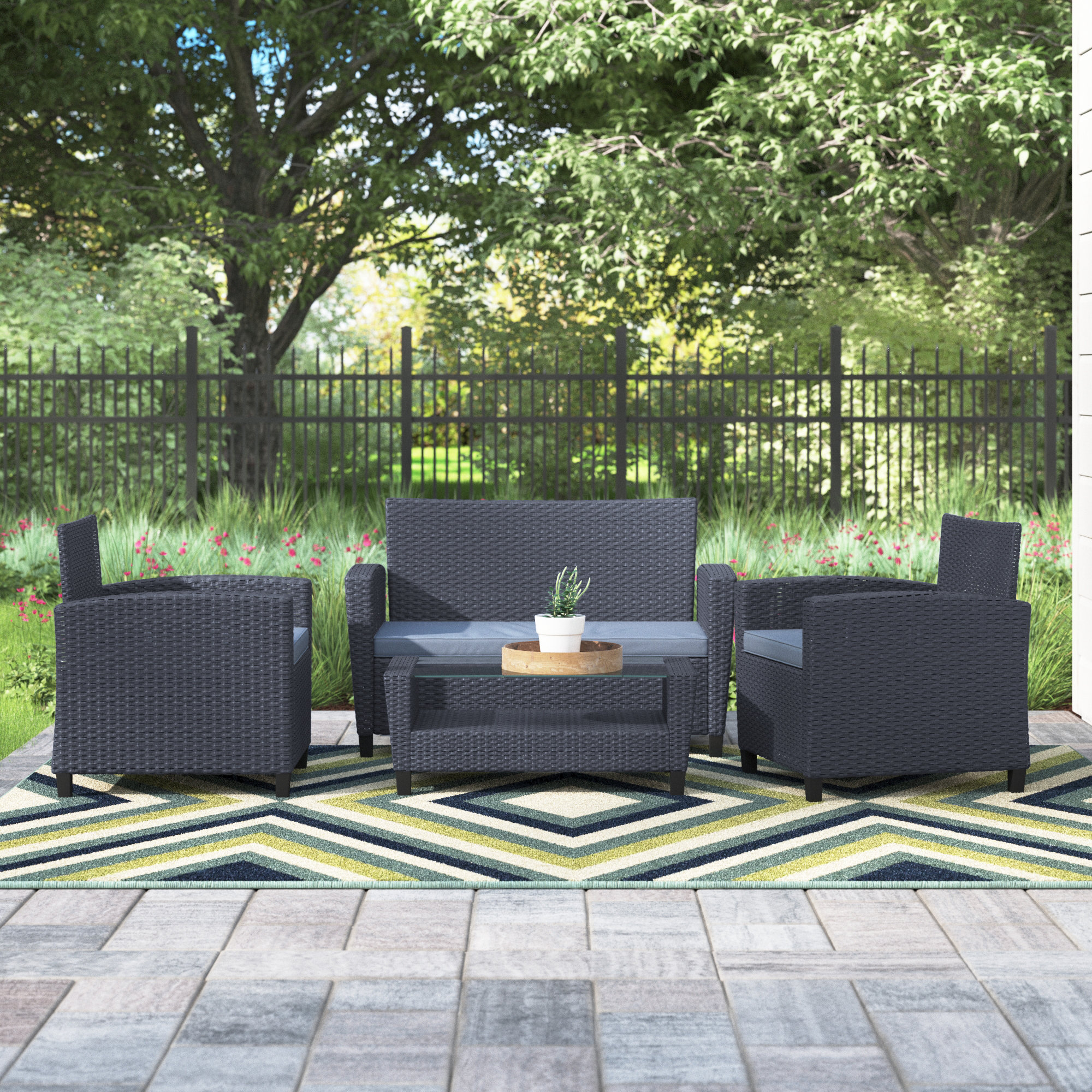 Zipcode Design™ Don 4 - Person Outdoor Seating Group with Cushions &  Reviews