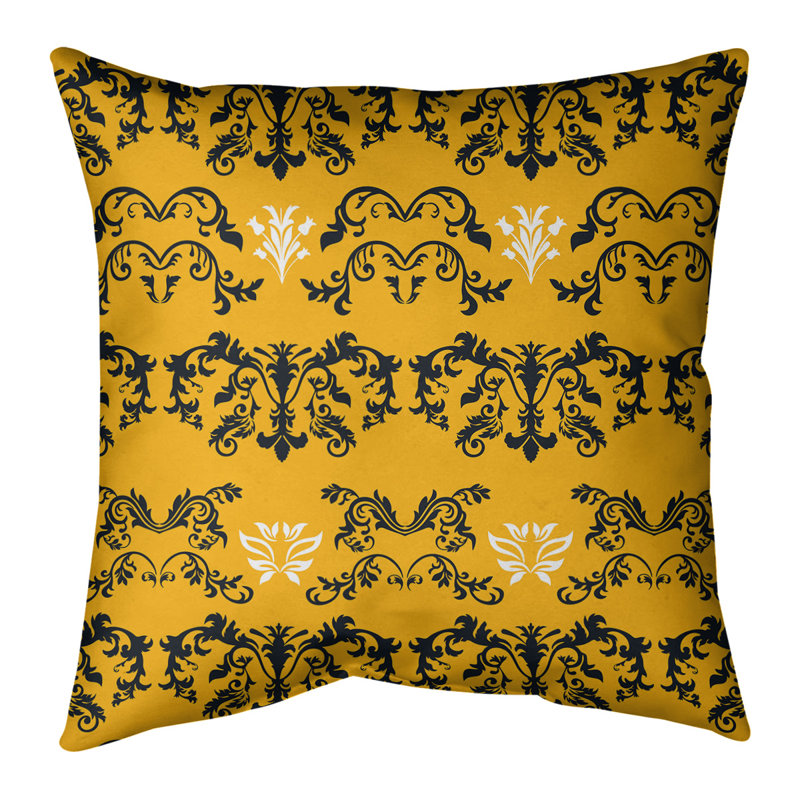 Housse de coussin Pittsburgh Football Baroque, Jaune / Noir / Blanc, 14 po x 14 po, Polyester filé