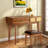 Classic Wood Makeup Vanity Set With Flip-top Mirror And Stool, Three Drawers, Woven Rattan Design And Metal Handles 