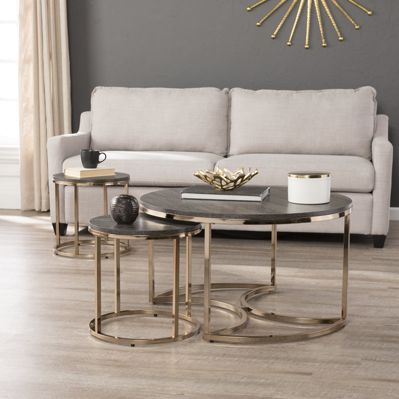Ensemble de 3 tables basses gigognes rondes Lachlan