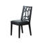 Ensemble de 2 chaises de salle à manger Latrix, modèle: LTC-48-57, structure en bois massif avec siège rembourré en similicuir texturé, haut dossier géométrique élégant, noir ébène-171210858