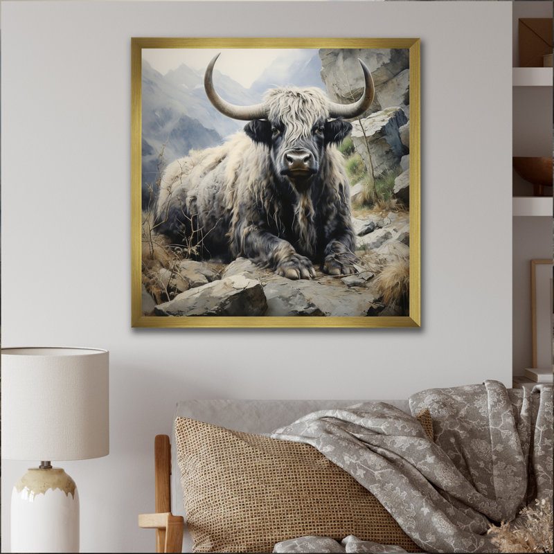 Yaks Serenity In Shadows I, reproduction d'art sur toile, H 16 po x l 16 po x P 1 po, Or