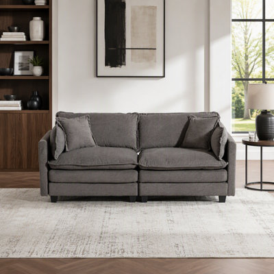 Modern 2Seats 77.95"Sectional Sofa With Waist Pillows,2-Seat Upholstered Symmetrical Sofa Furniture,Sleeper Sofa Couch With Chaise Lounge For Living R