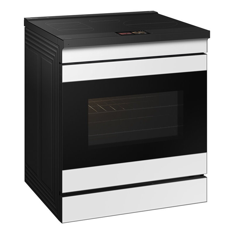 Samsung Bespoke AI Slide-In Induction Range, White Glass
