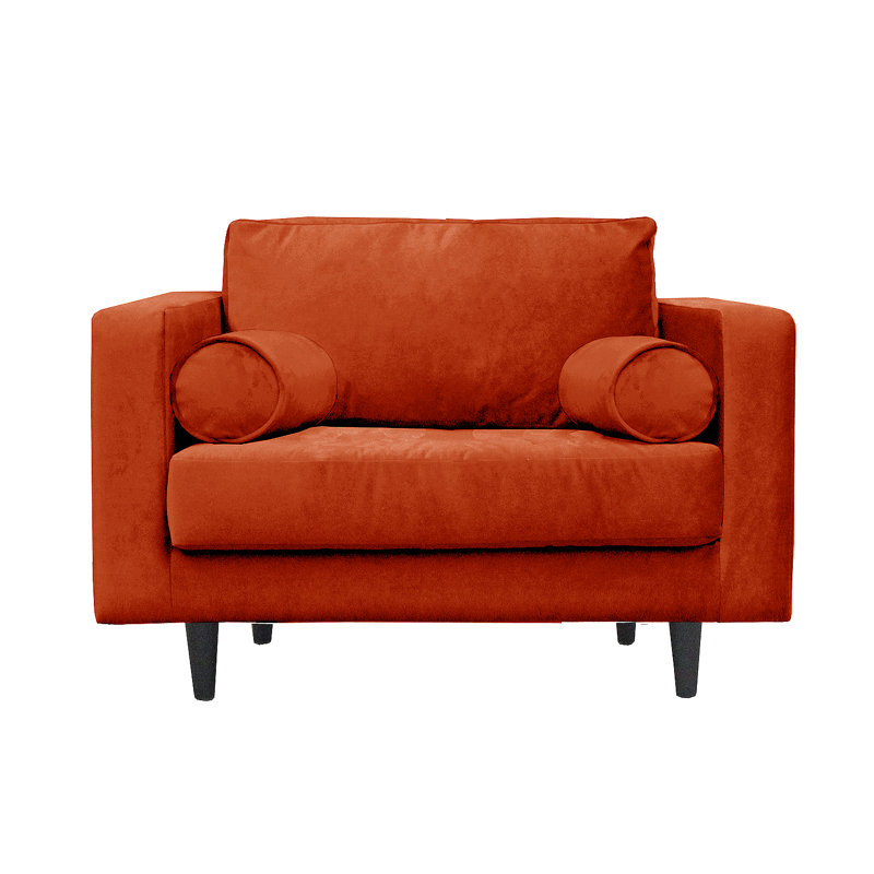 Boubacar 2 Seater Velvet Loveseat, Black, Rust