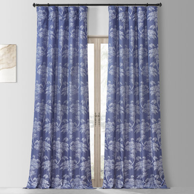 Stonehaven Floral Faux Silk Jacquard Room Darkening Curtains for Bedroom & Living Room Curtains - Single Panel Drapes