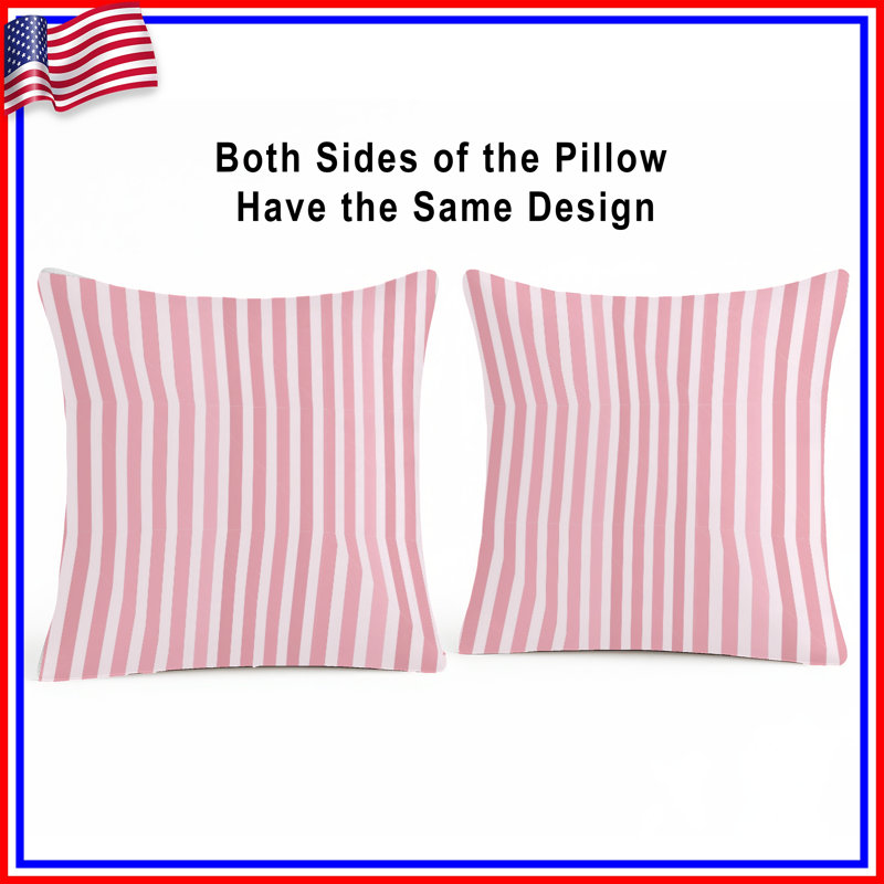 Coussin Stripes, Carré 16 po, Rayures rose clair