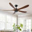 Ventilateur de plafond en bois 62 pouces sans lumière avec télécommande, ventilateur de plafond à profil bas sans lumière, moteur CC réversible silencieux avec minuterie
