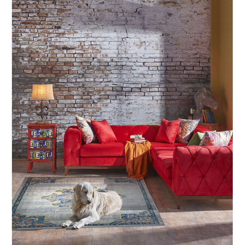 Tapis oriental à motif géométrique SantaFe, Tapis de couloir 2 pi 8 po x 9 pi 10 po