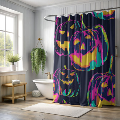 Rideau de douche 1 pièce Fluorescent Squash