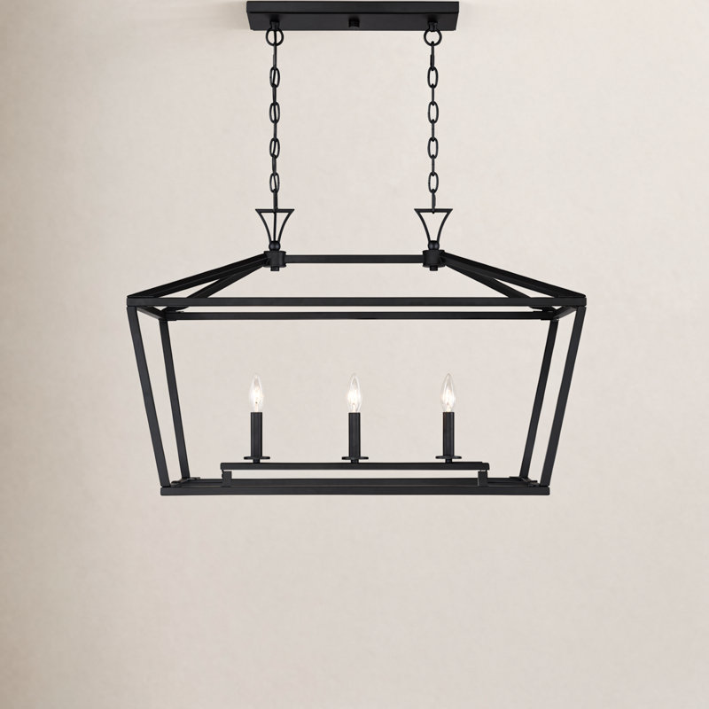 Hastings 3-Light Dimmable Geometric Linear Pendant, Matte Black