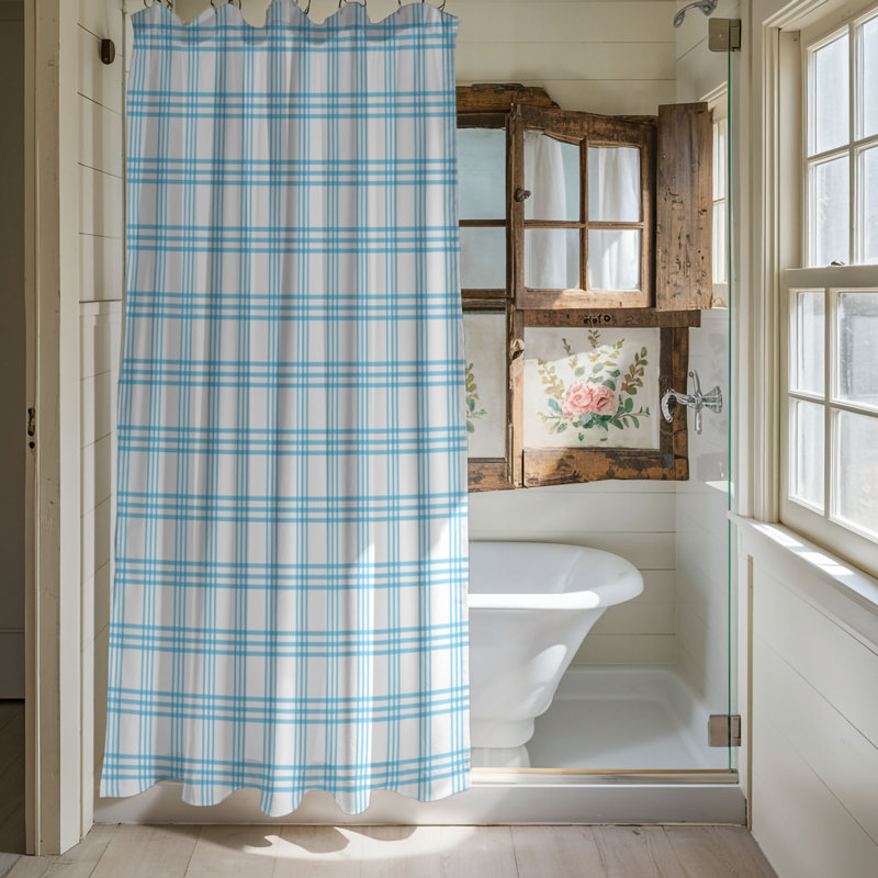 Blanc bleu - Rideau de douche Premium, H 74 po x l 35 po