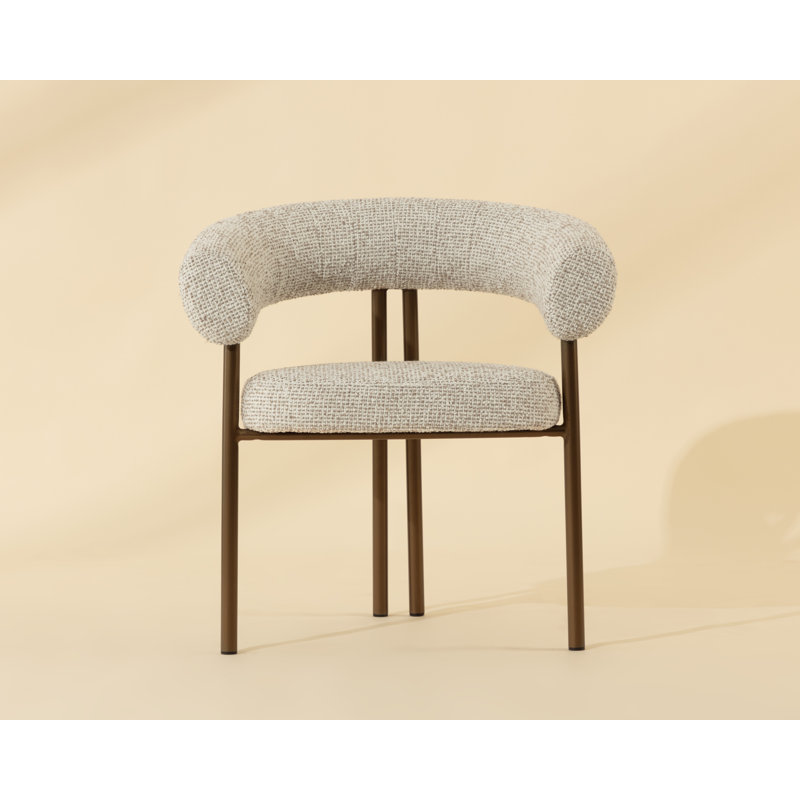 Oniva Upholstered Arm Chair, Noah Ecru, Antique Bronze