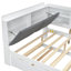 Lit plateforme en bois avec lit gigogne, tablettes et tête de lit-1067365783