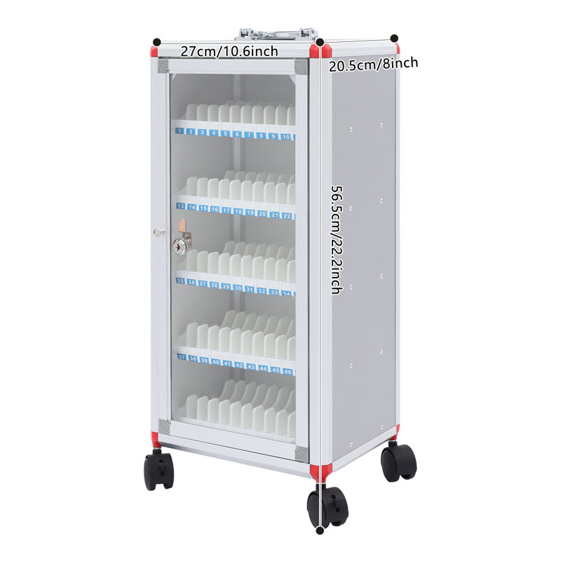 60 Slots Lockable Cell Phone Storage Box Cabinet With Wheels