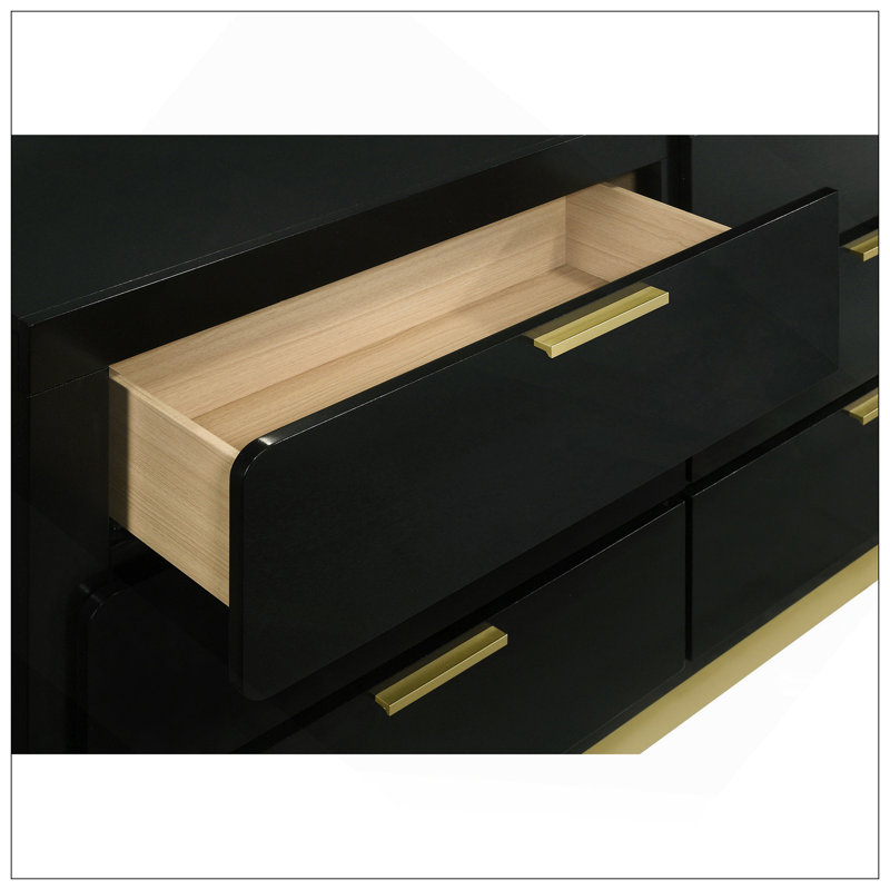 Commode 6 tiroirs Sophia, Noir