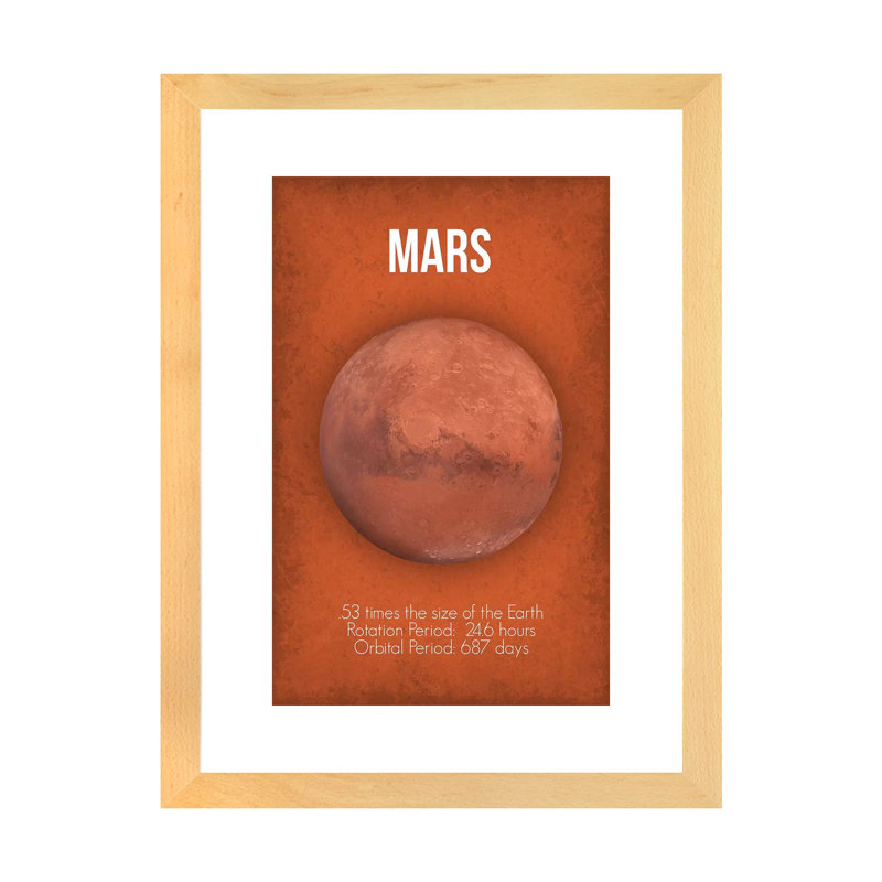 Décoration murale Mars pour enfants, Papier encadré naturel, H 32 po x l 24 po x P 1 po