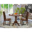 Ensemble de table de cuisine 3 pièces pour petits espaces comprenant une table ronde Dropleaf et 2 chaises de salle à manger, 42 po x 42 po, lin blanc-2604263-85590816-100150957