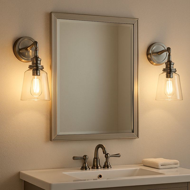 Éclairage pour salle de bain 1 lumière Rachal, Nickel poli
