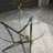 36 Inch Clear Tempered Glass Round Dining Table With Polished Metal Base-21971530