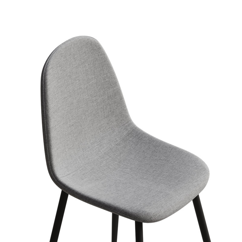 Chaises de salle à manger 4 pièces - revêtues de lin, structure en métal noir, durable (revêtement moderne gris, base)
