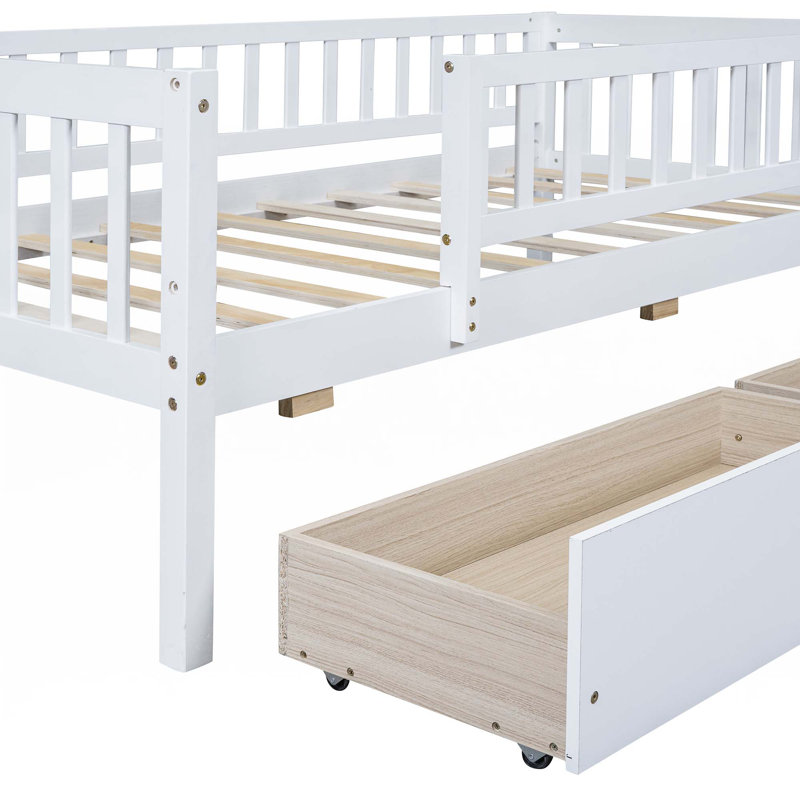 Daybed Wood Bed With Two Drawers, Twin, White