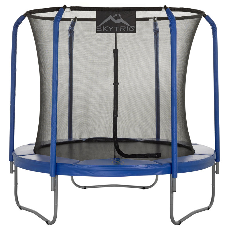 Machrus Skytric 8 FT Round Trampoline Set with Premium Top-Ring Flex Frame Safety Enclosure System