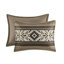 Édredon 5 pièces à rayures à chevrons brun avec coussins décoratifs, grand / grand. Microfibre, lavable à la machine et nettoyage des taches double / grand, motif.-120276175