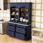 Ensemble de 2 grands garde-manger autoportants avec plateau en faux marbre, tiroirs et tablette réglable-572654382