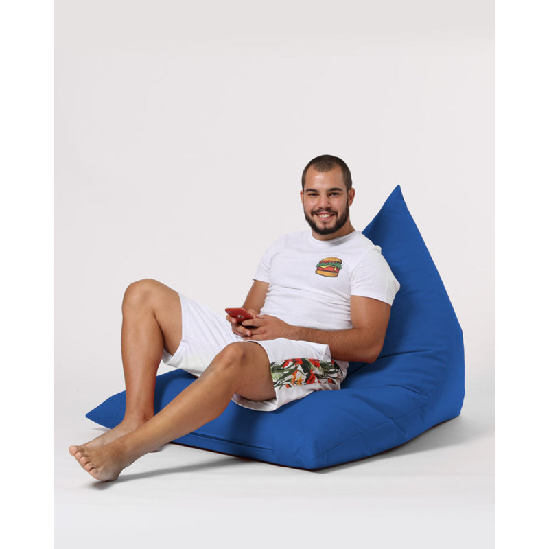 Premium Garden Bean Bag Chair, Solid Blue, 57.1 x 13.8 x 35.4 inches | 100% Waterproof Polyester, 100% Original Bead Styrofoam | Maximum Weight Capacity: 440 lbs | Hidden Double Zipper System, Perfect for Outdoor Relaxation