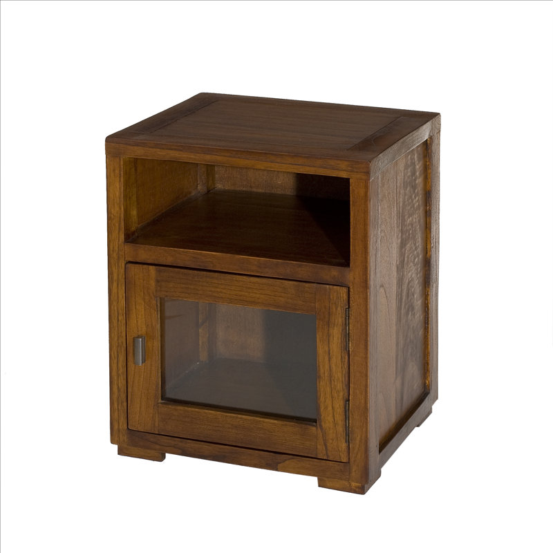 40cm W Solid + Manufactured Wood Bedside Table, Brown