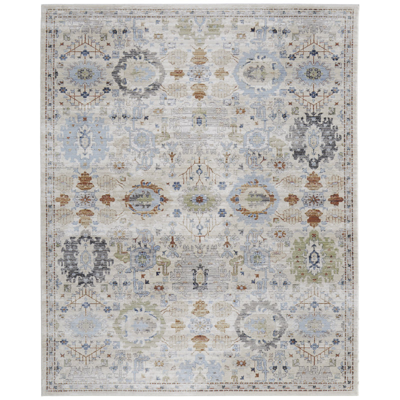 Claymore traditionnel floral et botanique, brun clair / bleu / rouge, Rectangle 5 pi x 7 pi 6 po