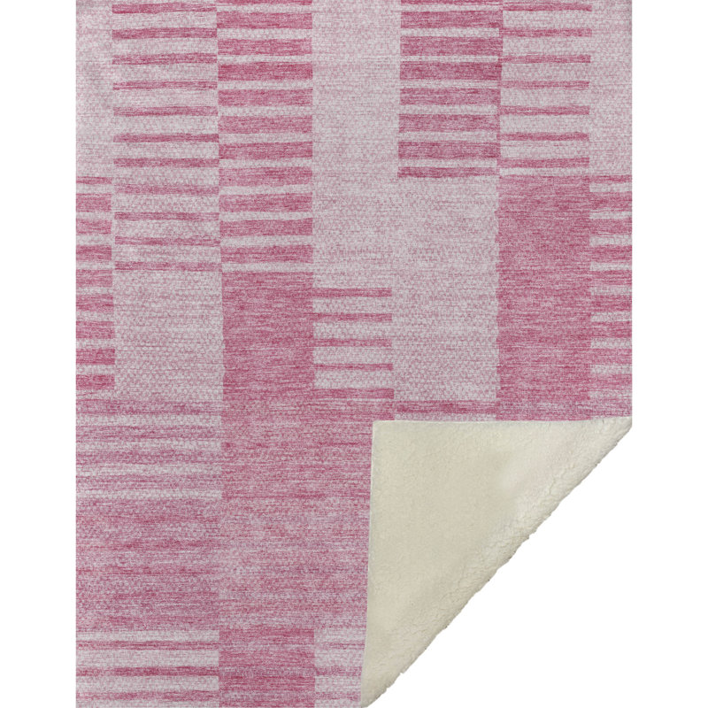 Jeté rayé Addison Sherpa ASB686, Rose